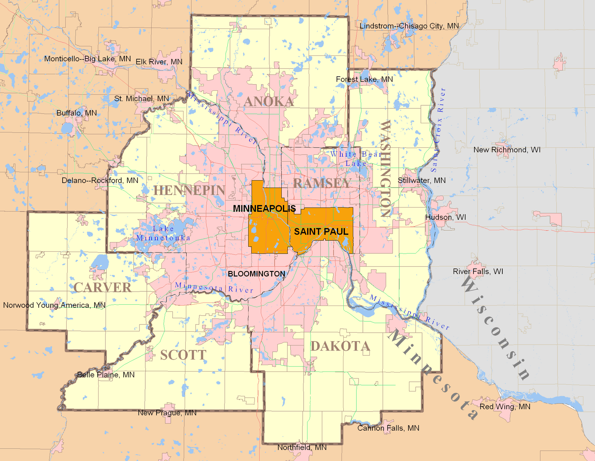 South Metro Twin Cities Service Map — Lakeville, Savage, Prior Lake, Burnsville, Apple Valley, Rosemount, Farmington, Eagan